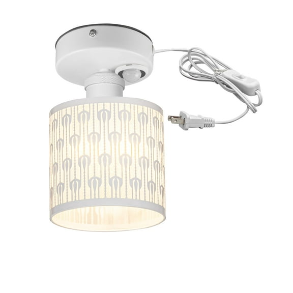 Kiven Motion Sensor Ceiling Light, Motion Activated Plug-in Ceiling lamp with E26 Socket, Industrial Motion Lights, Adjustable Delay Time for Laundry Bathroom Hallway DZ0477W