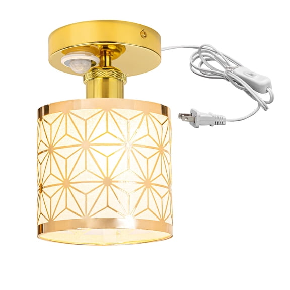 Kiven Motion Sensor Ceiling Light, Motion Activated Plug-in Ceiling lamp with E26 Socket, Industrial Motion Lights, Adjustable Delay Time for Laundry Bathroom Hallway DZ0476-D