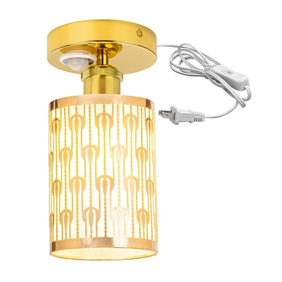 Kiven Motion Sensor Ceiling Light, Motion Activated Plug-in Ceiling lamp with E26 Socket, Industrial Motion Lights, Adjustable Delay Time for Laundry Bathroom Hallway DZ0472