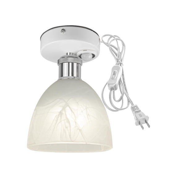 Kiven Motion Sensor Ceiling Light, Motion Activated Plug-in Ceiling lamp, Glass Motion Lights, Adjustable Delay Time for Laundry Bathroom Stair Hallway,Chrome E26 Socket