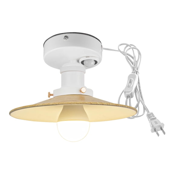 Kiven Motion Sensor Ceiling Light, Motion Activated Plug-in Ceiling lamp, Modern Iron Motion Lights, Adjustable Delay Time for Laundry Bathroom Stair Hallway,Yellow Finish