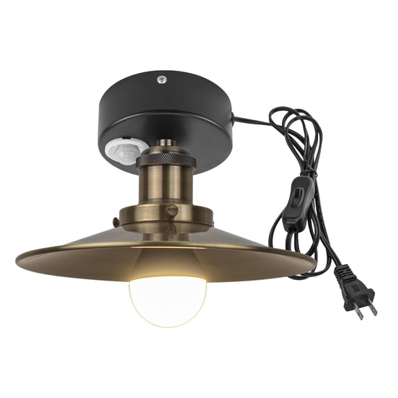 Kiven Motion Sensor Ceiling Light, Motion Activated Plug-in Ceiling lamp, Modern Iron Motion Lights, Adjustable Delay Time for Laundry Bathroom Stair Hallway,Bronze Finish