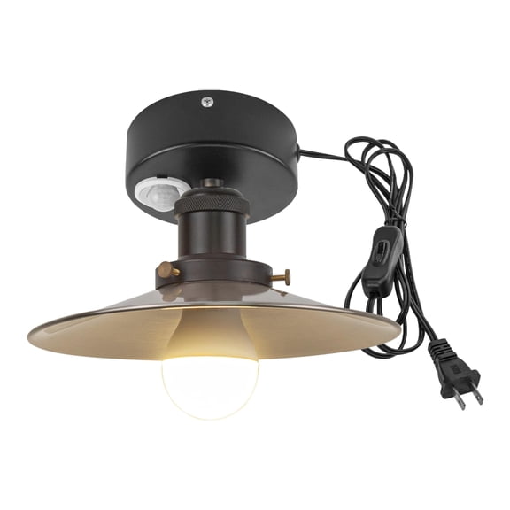 Kiven Motion Sensor Ceiling Light, Motion Activated Plug-in Ceiling lamp, Modern Iron Motion Lights, Adjustable Delay Time for Laundry Bathroom Stair Hallway,Nickel Finish