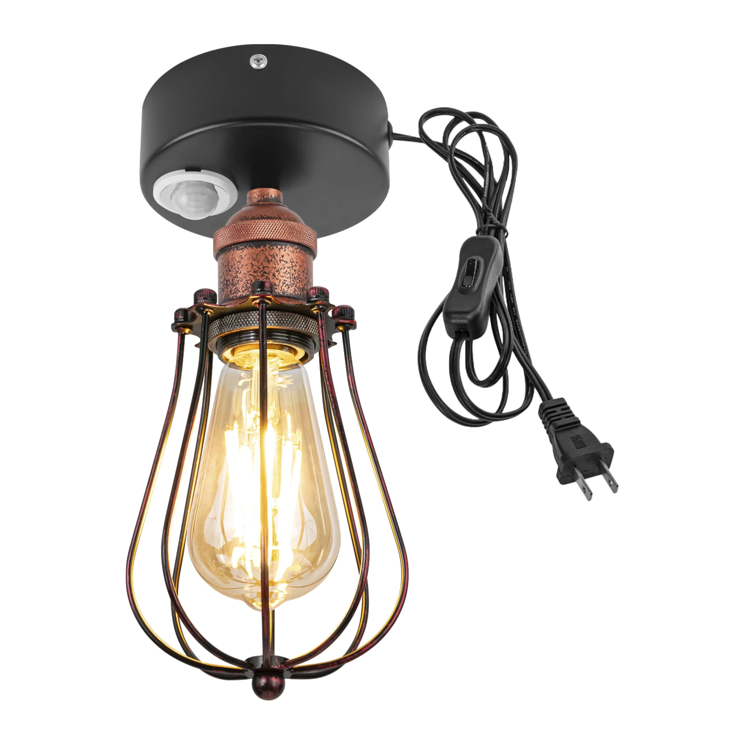 Red Motion Light Kiven Motion Sensor Ceiling Light,Rusty Red Motion Activated Plug-in ...