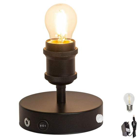 Kiven Operated Motion Sensor Table Lamp, Auto ON/OFF Battery Operated Nightstand Lamp, Rechargeable 2700K/Warm White LED Bedside Lamp for Restaurant Bedroom Bars Kitchen Shelf Home Decor Black