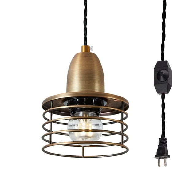 Kiven Pendant Light Equipped with Dimmable Lighting Wire14.7ft, E26 Socket Base Small Pendant Light with Multiple Circles for Loft Rural Warehouse-Antique Copper,1 Pack (Bulb Not Included)