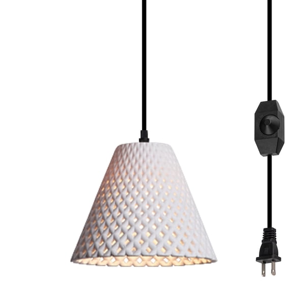 Kiven Pendant Light Equipped with Dimmable Lighting Wire177.16", E26 Socket 1-Light Modern Simple Creative Personality Resin Hollow Out Pendant Light-White(Bulb Not Included)