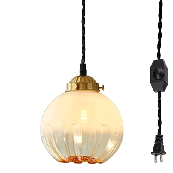 Kiven Pendant Light Equipped with Dimmable Lighting Wire177.16", E26 Socket 1-Light Nordic Designer Retro Glass Medieval Entrance Chandelier (Bulb Not Included)