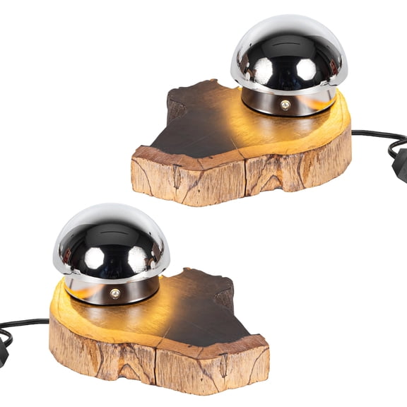 Kiven Plug in Bedside Lamp,3W Nightstand Lamp with Natural Wooden Base,Set of 2 Wooden Bookshelf Lamp, Small Table Lamp with Aluminum Lampshade for Bookshelf Reading Decoration TD0803