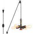 thumbnail image 1 of Kiven Plug in Industrial Pendant Light, Pulley Hanging Light 15FT Plug-in Cord and Dimmer Switch, Steampunk Ceiling Pendant Light,Silver Finish,Bulb Not Included, 1 of 7