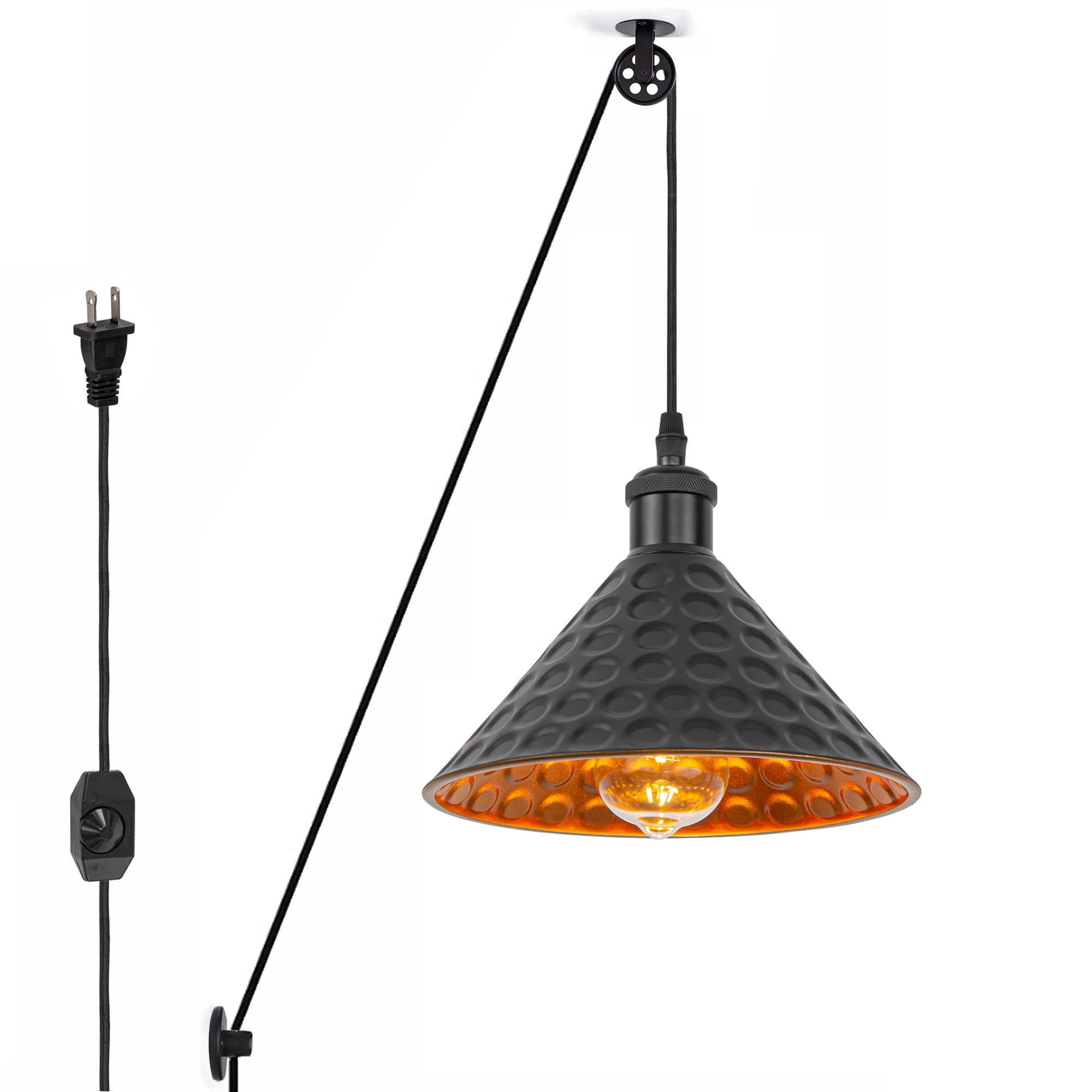 Kiven Plug in Modern Pendant Light, Pulley Hanging Light Black Finish — free download