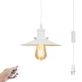 thumbnail image 1 of Kiven Plug in Pendant Light, Dimmable Hanging Light with Remote Control, Modern Hanging Light Fixture with 15FT Plug-in Cord Adjustable Height for Bedroom Foyer Hallway Kitchen Island, White Finish, 1 of 7