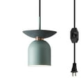 thumbnail image 1 of Kiven Plug in Pendant Light Equipped with Dimmable Lighting Cord（15ft）,Blue Macaron Iron Shade Hanging Mounted Pendant Light for Restaurant Counter Bedside-1 Pack, 1 of 7