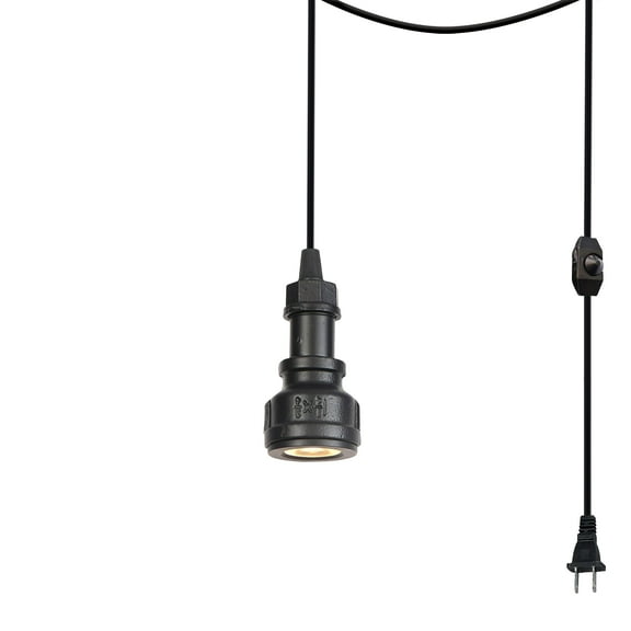 Kiven Plug in Pendant Light,Industrial Hanging Light with 15FT Plug-in Cord and Dimmer Switch, 3W Steampunk Style Spotlight for Bedroom Hallway Foyer Kitchen,Black Finish