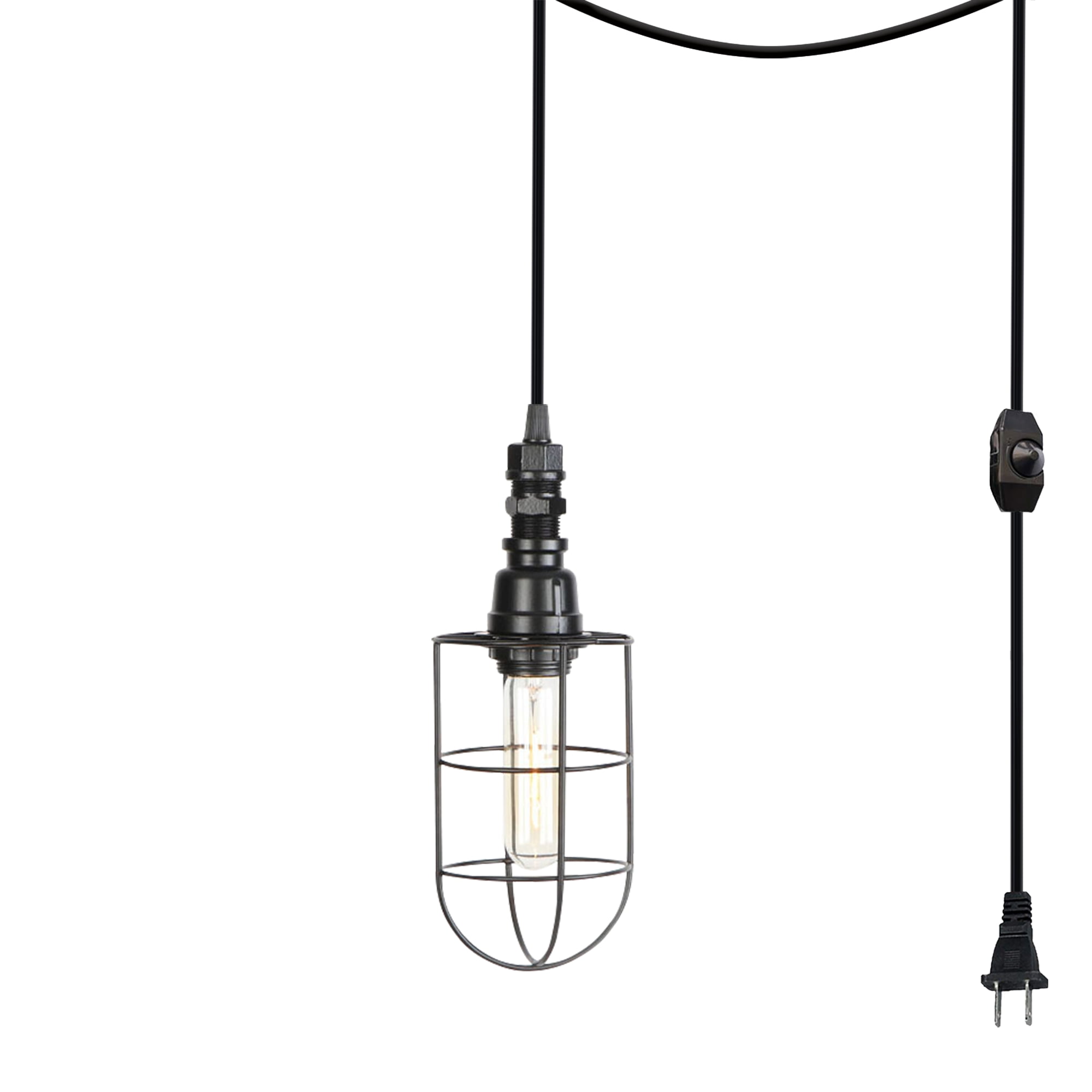 Kiven Plug in Pendant Light,Industrial Hanging Light and 15FT Plugin