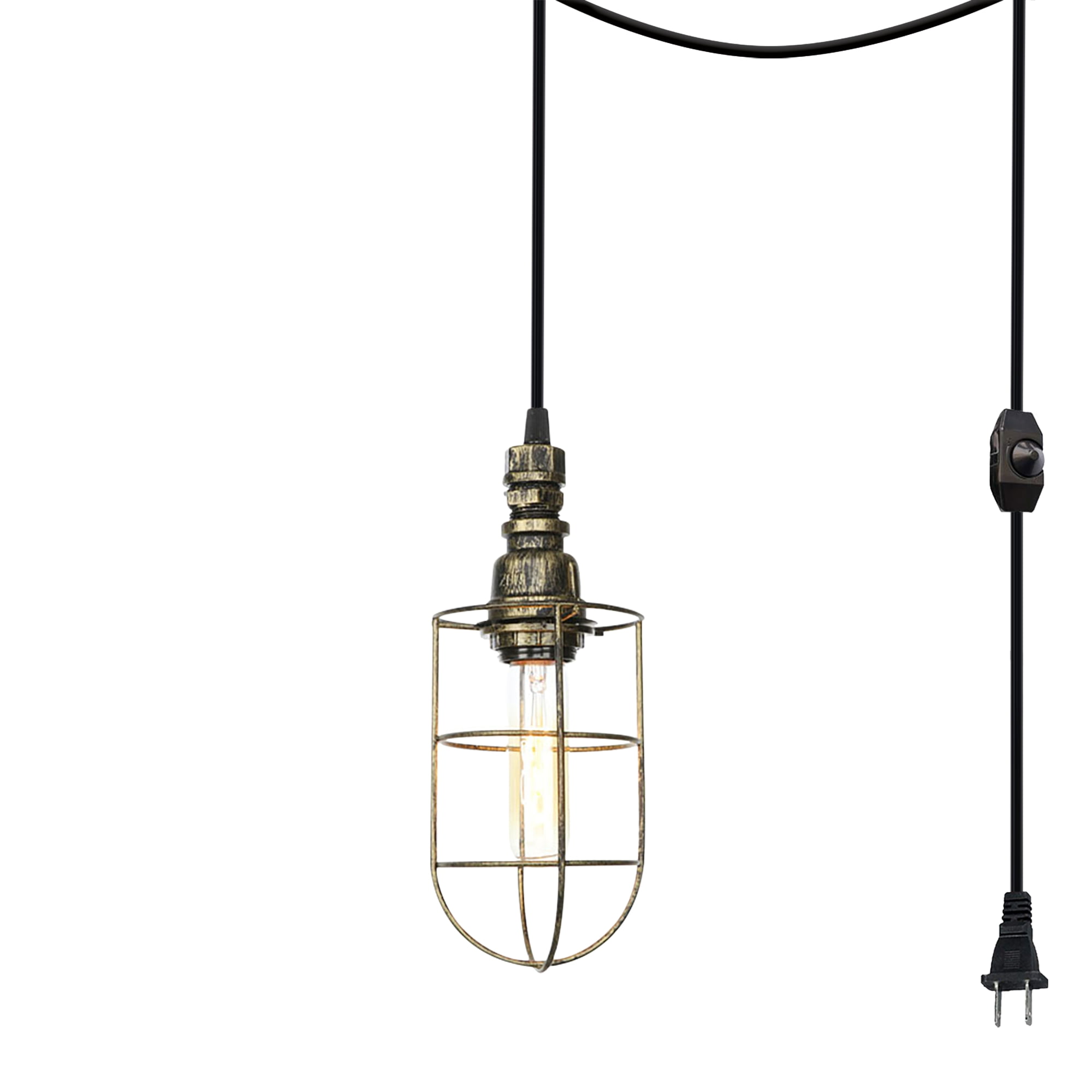 Kiven Plug in Pendant Light,Industrial Hanging Light and 15FT Plugin Cord and Dimmer Switch