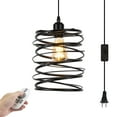 thumbnail image 1 of Kiven Plug in Pendant Light, Industrial Hanging Light Fixture with Remote and Iron Cage Lampashe, E26 Socket Dimmable Pendant Light for Bedroom Hallway Kitchen, 1 of 7