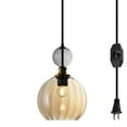 thumbnail image 1 of Kiven Plug in Pendant Light,Modern Hanging Light with Amber Glass Shade, Dimmable Ceiling Pendant Light for Hallway Foyer Kitchen Island Bedroom , E26 Base, 1 of 7