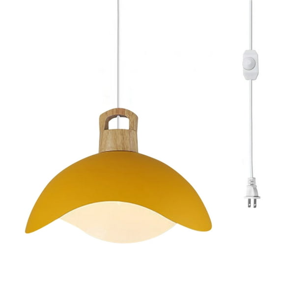 Kiven Plug in Pendant Light, Modern Hanging Light Fixture with Orange Iron Shade, E26 Socket Dimmable Pendant Light for Bedroom Hallway Kitchen Island