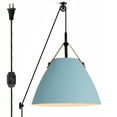 thumbnail image 1 of Kiven Plug in Pendant Light, Pulley Hanging Light with Blue Iron Lampshade, Modern Dimmable Ceiling Pendant Light for Bedroom Foyer Hallway Kitchen Island, E26 Socket, 1 of 7