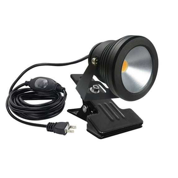 Kiven Plug in Spotlight 10W Waterproof LED Clip-on Light, Black Finish Plug in Landscape Light with 9.84ft Plug in Cord and On/Off Switch for Hallway Garden Patio Yard Flag(Warm White)