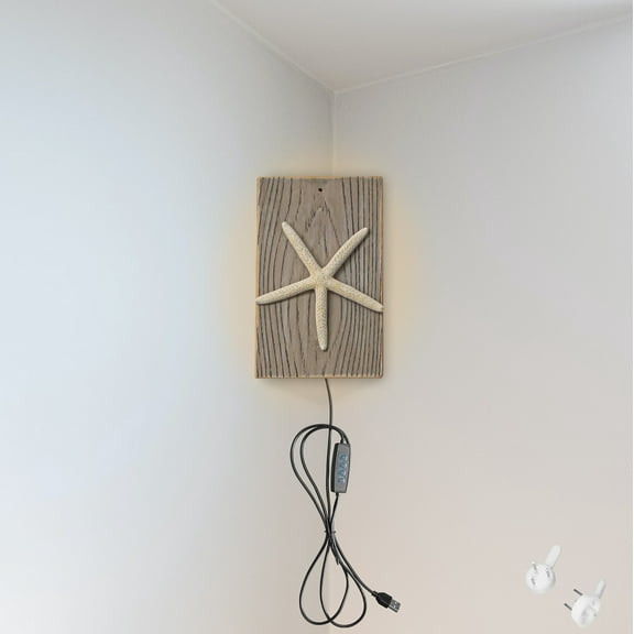 Kiven Plug in Wall Sconce with 3 Colors Mode,Modern Wall Sconces Indoor,Wooden Dimmable Corner Lamp for Bedroom, Dark Corner,Wall Decor,Marine Style Wooden Lamp