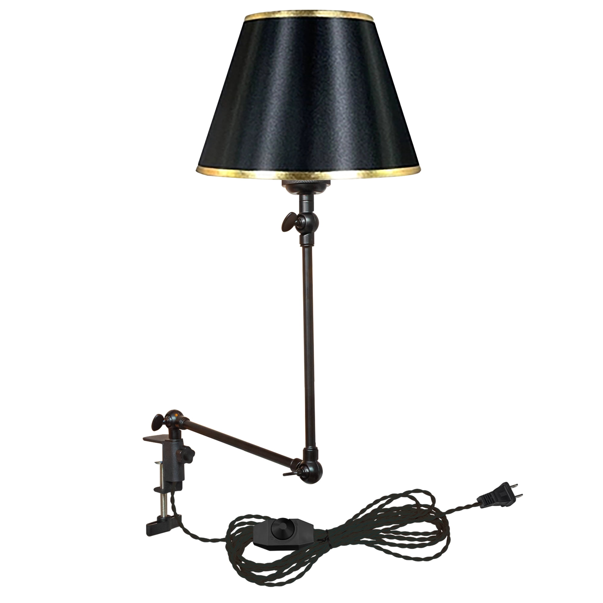 Kiven Plugin Modern Clipon Desk Lamp, 1Light Nightstand Lamp with