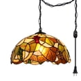 thumbnail image 1 of Kiven Plug in Pendant Light,Classic Hanging Light with Glass Lampshade and Decorated Chain,Dimmable, E26 Socket(Bulb Not Included), 1 of 7