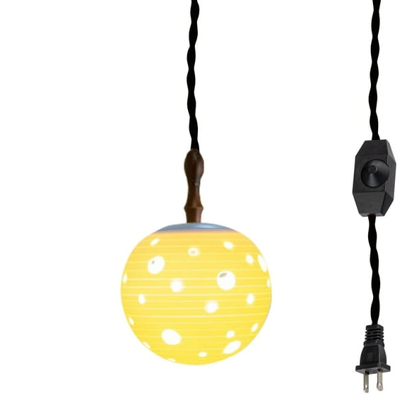 Kiven Plug-in Pendant Light with Dimmable Light Cord (15') Ceramic Pendant Light with Cutout White Shade Hanging Office Pendant Light, Bulb Not Included - 1Pack(C Style)