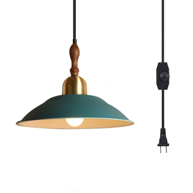 Kiven plug in pendant lightmodern hanging light with grey glass shade dimmable ceiling pendant