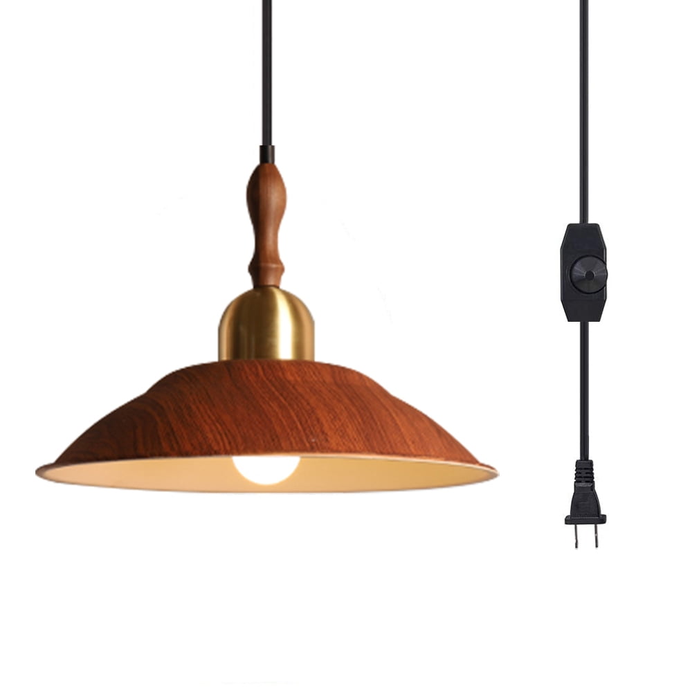 Kiven Plug in Pendant Light,Dimmable Hanging Light with Brown Iron ...