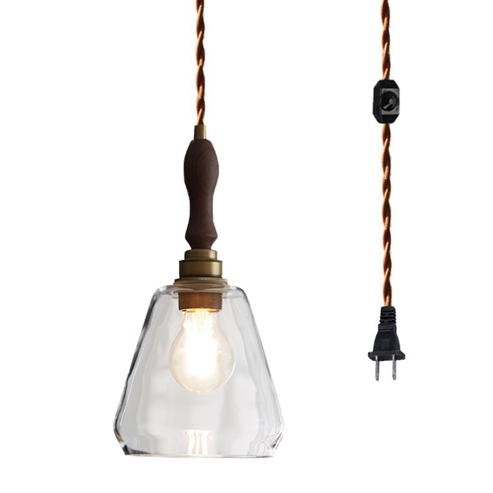 Kiven Plug in Pendant Light,Dimmable Hanging Light with Glass Lampshade ...