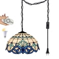 thumbnail image 1 of Kiven Plug in Pendant Light,Dimmable Tiffany Style Hanging Light Fixture with 13ft Iron Chain and Remote,1-light, 1 of 7
