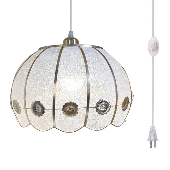 Kiven Plug in Pendant Light, Modern Hanging Light Fixture with 15FT Plug in Cord, Iron Chain and On/Off Dimmer Switch E26 Socket