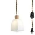 thumbnail image 1 of Kiven Plug-in Pendant Light, Modern Hanging Light with Glass Lampshade and 15FT Plug in Cord, Dimmable Ceiling Pendant Light, 1 of 7