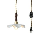 thumbnail image 1 of Kiven Plug in Pendant Light, Vintage Hanging Light with Ceramic Lampshade and 15FT Plug in Cord, Dimmable Ceiling Pendant LightE26 Base, 1 of 7