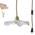 thumbnail image 1 of Kiven Plug in Pendant Light, Vintage Hanging Light with Remote Control and Ceramic Lampshade, Dimmable Ceiling Pendant LightE26 Base, 1 of 7