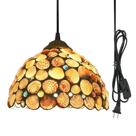 Kiven Plug-in Swag Hanging Pendant Light with 15' Cord and in-Line On/Off Dimmer Switch,Bulb not Included