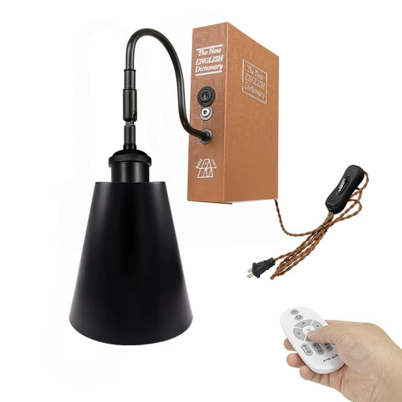 Kiven Plug-in Table Lamps, 1-Light Industrial Bookshelf Lamp with Remote Control, Farmhouse Decorative Bookend, Plug in Book Lamp for Office Home Decor Bedside Bookcase DZ0436