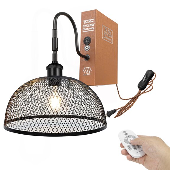 Kiven Plug-in Table Lamps, 1-Light Industrial Bookshelf Lamp with Remote Control, Farmhouse Decorative Bookend, Plug in Book Lamp for Office Home Decor Bedside Bookcase DZ0427