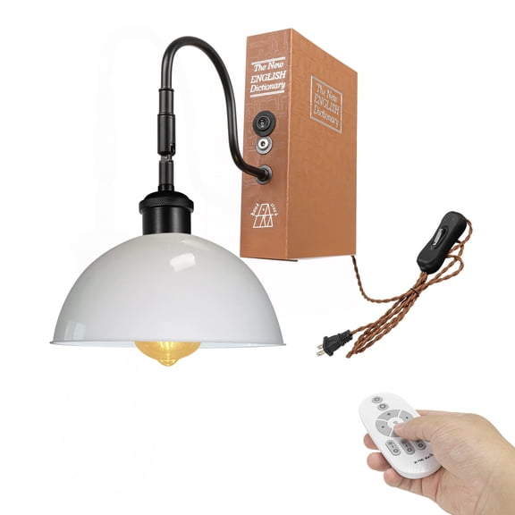 Kiven Plug-in Table Lamps, 1-Light Industrial Bookshelf Lamp with Remote Control, Farmhouse Decorative Bookend, Plug in Book Lamp for Office Home Decor Bedside Bookcase DZ0441