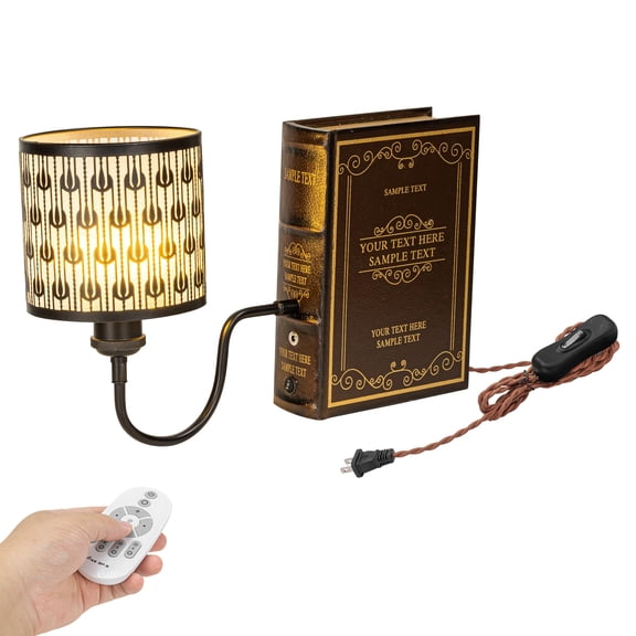 Kiven Plug-in Table Lamps, 1-Light Industrial Bookshelf Lamp with Remote Control, Farmhouse Decorative Bookend, Plug in Book Lamp for Office Home Decor Bedside Bookcase DZ0477B