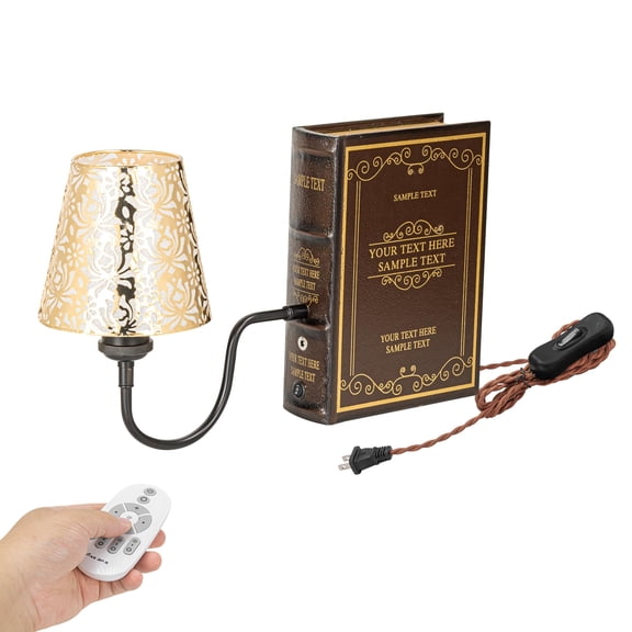 Kiven Plug-in Table Lamps, 1-Light Industrial Bookshelf Lamp with Remote Control, Farmhouse Decorative Bookend, Plug in Book Lamp for Office Home Decor Bedside Bookcase DZ0482