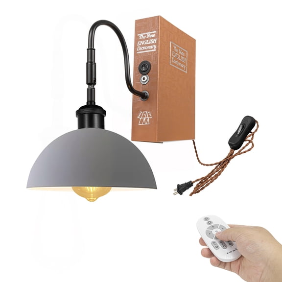 Kiven Plug-in Table Lamps, 1-Light Industrial Bookshelf Lamp with Remote Control, Farmhouse Decorative Bookend, Plug in Book Lamp for Office Home Decor Bedside Bookcase DZ0440
