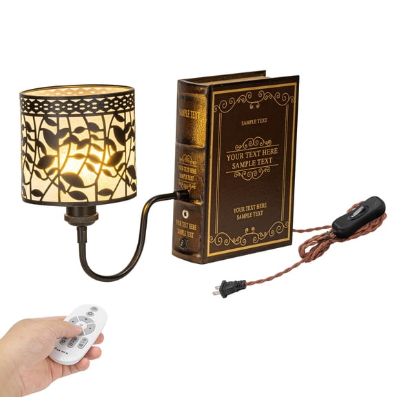 Kiven Plug-in Table Lamps, 1-Light Industrial Bookshelf Lamp with Remote Control, Farmhouse Decorative Bookend, Plug in Book Lamp for Office Home Decor Bedside Bookcase DZ0475