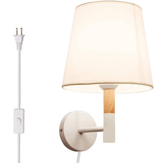 Kiven Plug in Wall Lamp, Modern Plug in Wall Sconce with Fabric ...