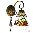 thumbnail image 1 of Kiven Plug in Wall Lamp, Tiffany Style Plug in Wall Sconce with Glass Lampshade, 5.9ft Plug-in Cord, E26 Socket, 1 of 7