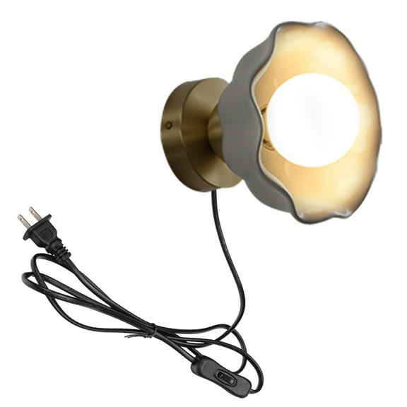 Kiven Plug in Wall Lamp, Vintage Style Plug in Wall Sconce with Ceramic Lampshade, 5.9ft Plug-in Cord, E26 Socket(1 Light)