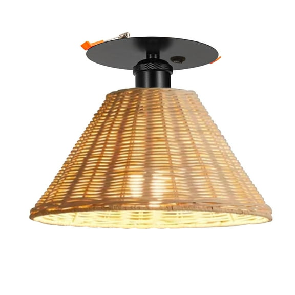 Kiven RV Boat Recessed Ceiling Light, 12V Led Light with ON/OFF Switch and E26 Socket,Rattan Modern 3000K/Warm White 6W Aluminum Interior Lighting for Under Cabinet Camper Van RV Motorhome BD3090