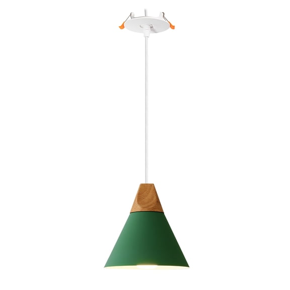 Kiven Recessed Ceiling Light, 1-Light Modern Style Recessed Downlight with Iron Lampshade, Adjustable Pendant Lighting for Bedroom Kitchen Island Home